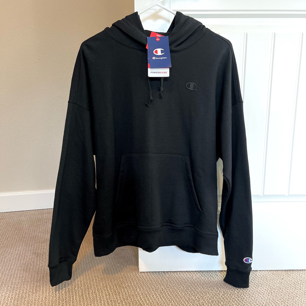 Brand New Vintage Black Champion Authentic Athletic Wear Hoodie Sz Large